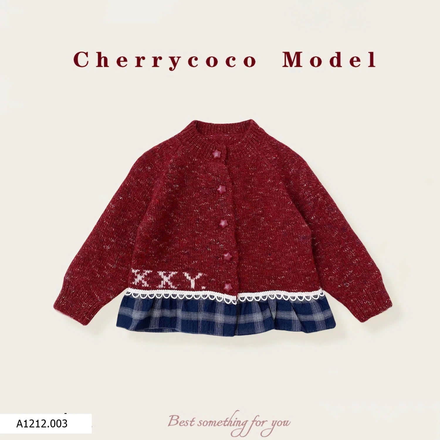 ÁO LEN VIỀN CARO HÃNG CHERRYCOCO CHO BÉ Giá sỉ 220ka