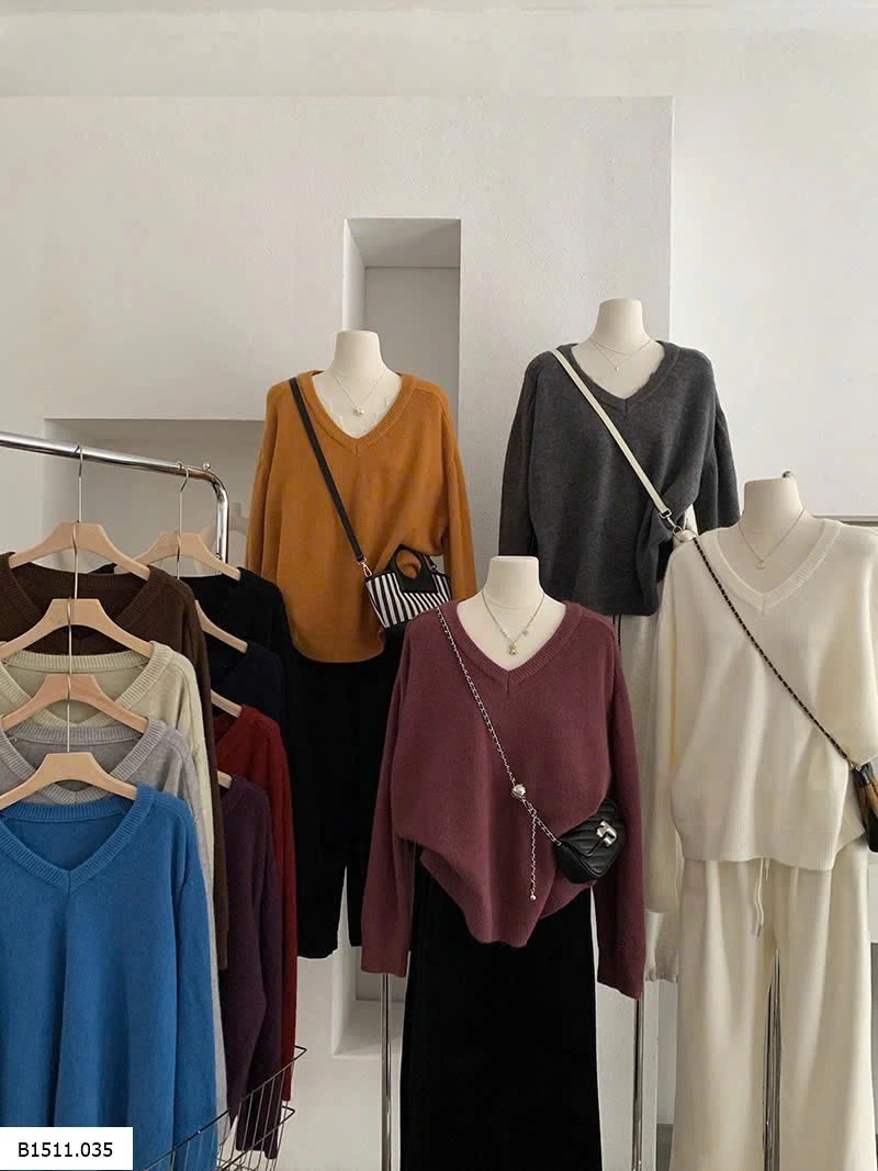 ÁO LEN CỔ V DÁNG RỘNG CHO NỮ  Giá sỉ 230k