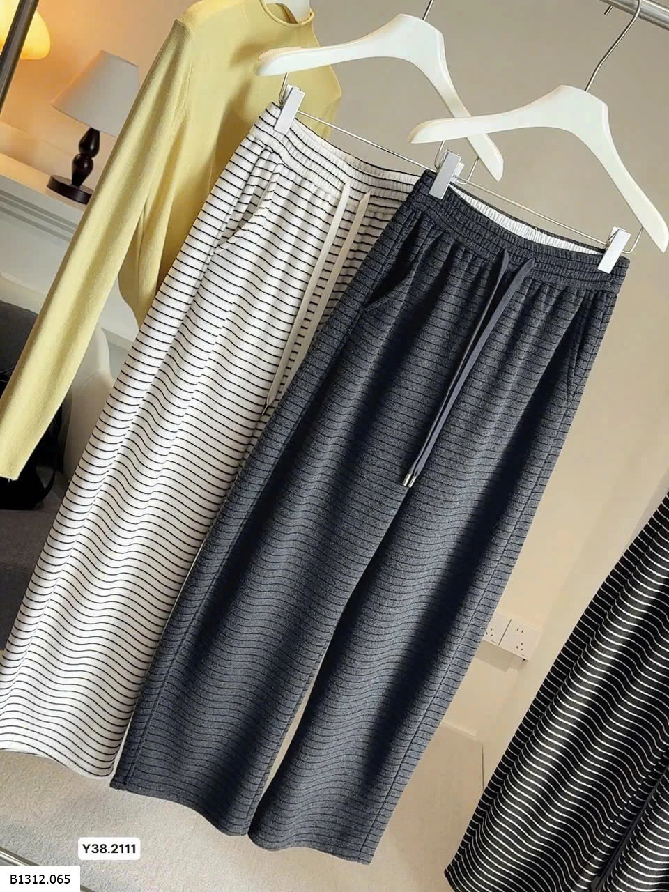 QUẦN ỐNG RỘNG KẺ SỌC LÓT LÔNG ANNA   Giá sỉ 225ka