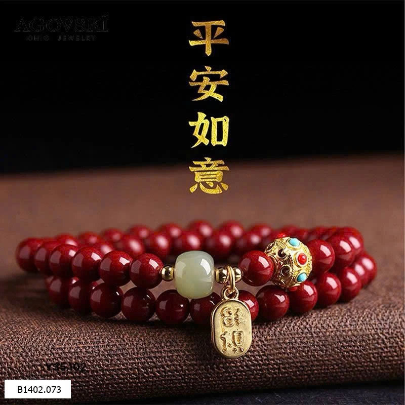Vòng tay đá chu sa ngọc bích may mắn Si 180k/1 chiếc