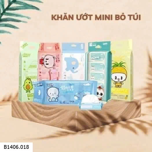 KHĂN GIẤY ƯỚT MINI BỎ TÚI Sỉ 70K/1 SET 3 TÚI màu giao ngẫu nhiên