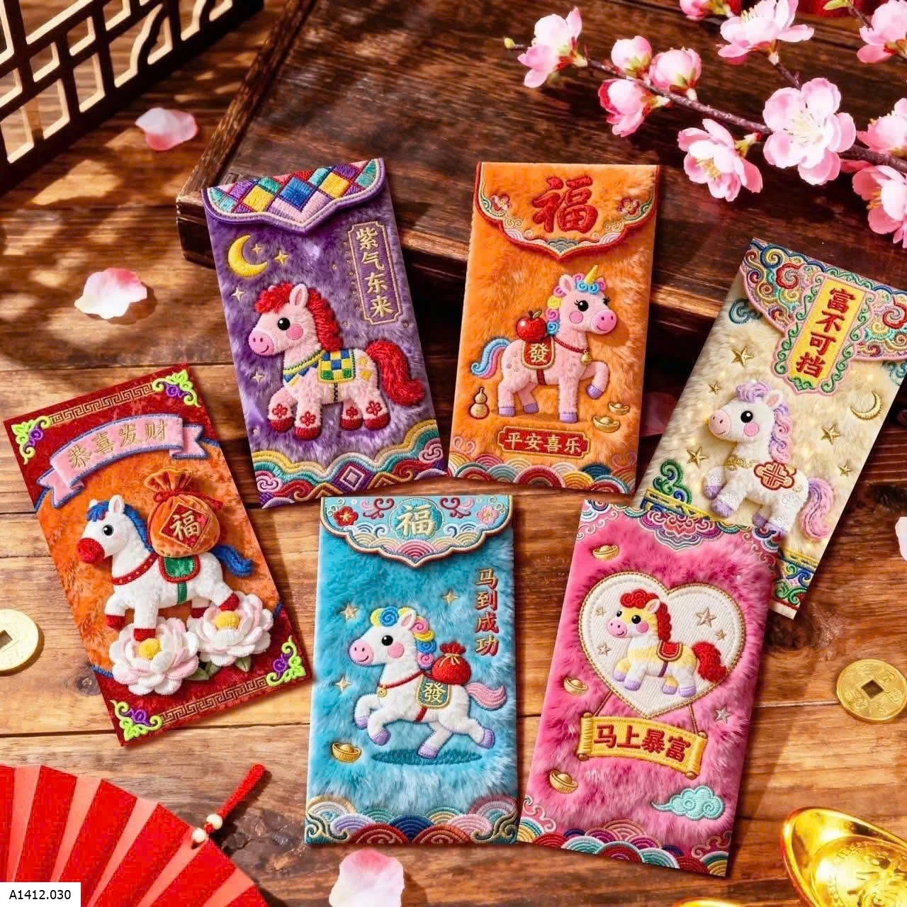 COMBO 60 BAO LÌ XÌ NGỰA 5D Giá sỉ 59K/ COMBO 60C MIX