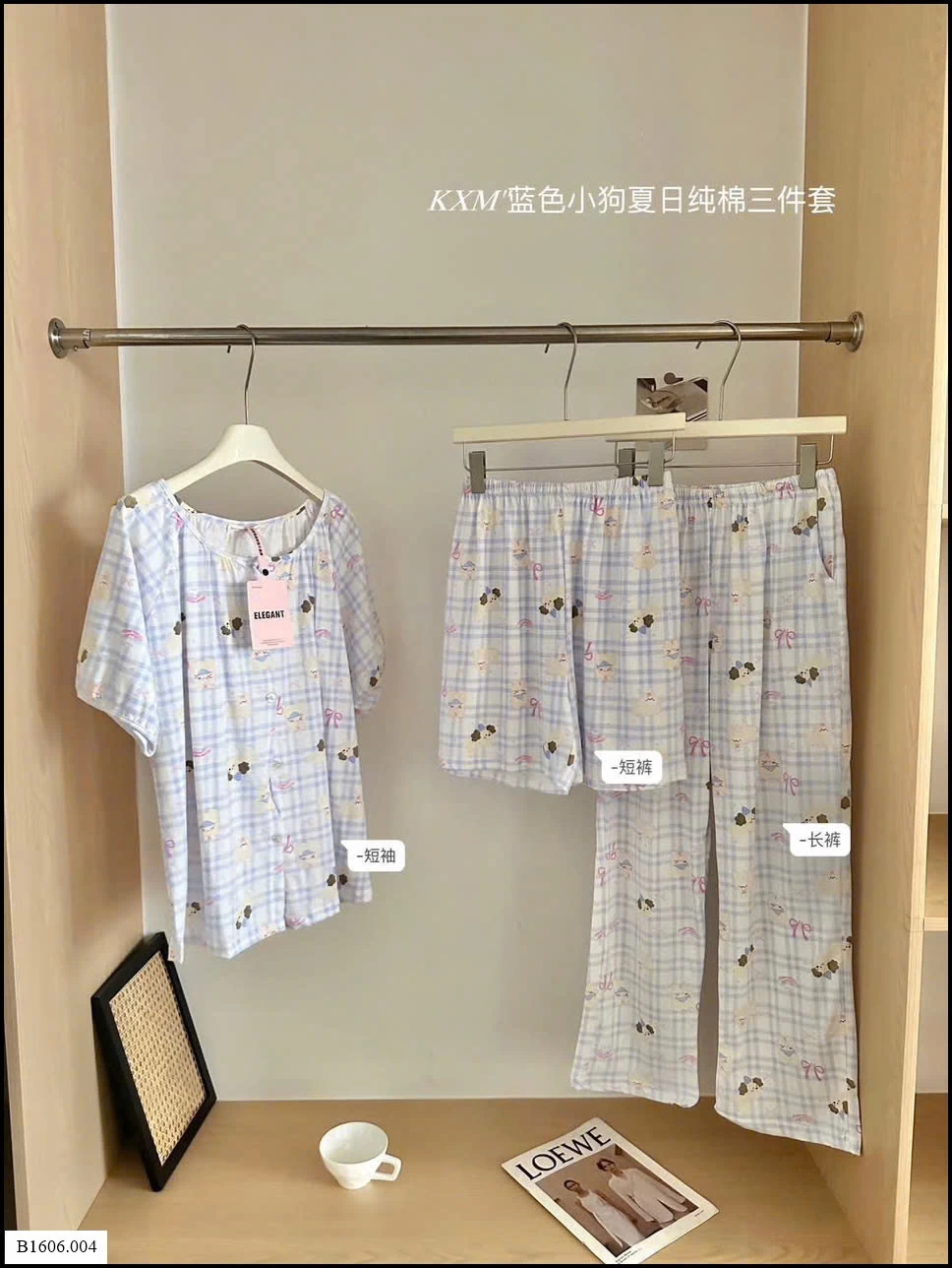 BỘ MẶC NHÀ 3CT HỌA TIẾT CUTE CHO NỮ  Sỉ 163K
