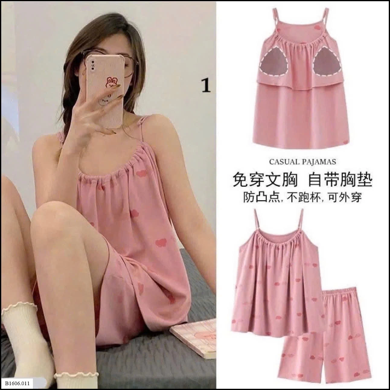 BỘ NGỦ 2 DÂY KÈM ĐỆM NGỰC CHO NỮ Sỉ 115K