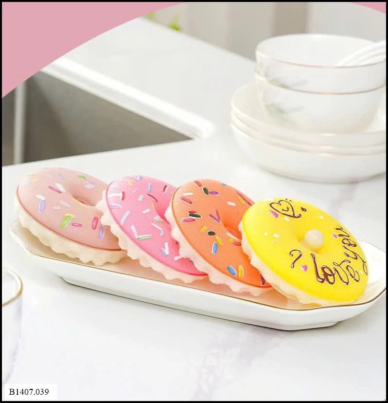  COMBO 4 MIẾNG RỬA BÁT DONUT Sỉ giá 59k/1 set 4 miếng mix màu