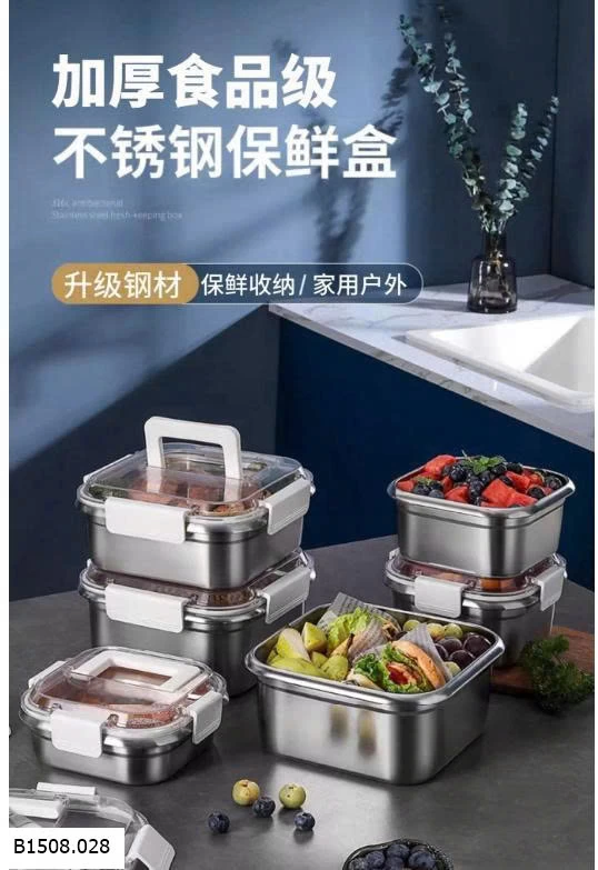  SET 2 HỘP ĐỰNG INOX KÈM NẮP NHỰA Giá sỉ 85k/sét 2c