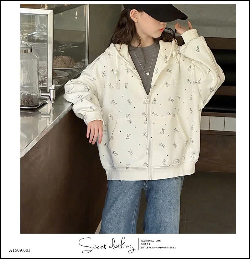 KHOÁC COTTON LIỀN MŨ IN GẤU   Giá sỉ 229k