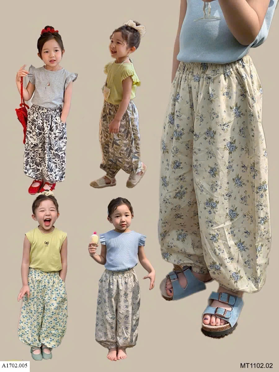 Quần hoạ tiết bo gấu cho bé gái Sỉ 93k