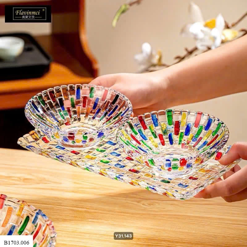 Set 2 bát 1 khay cầu vồng    Sỉ 110k/ 1 sét 2 bát 1 khay