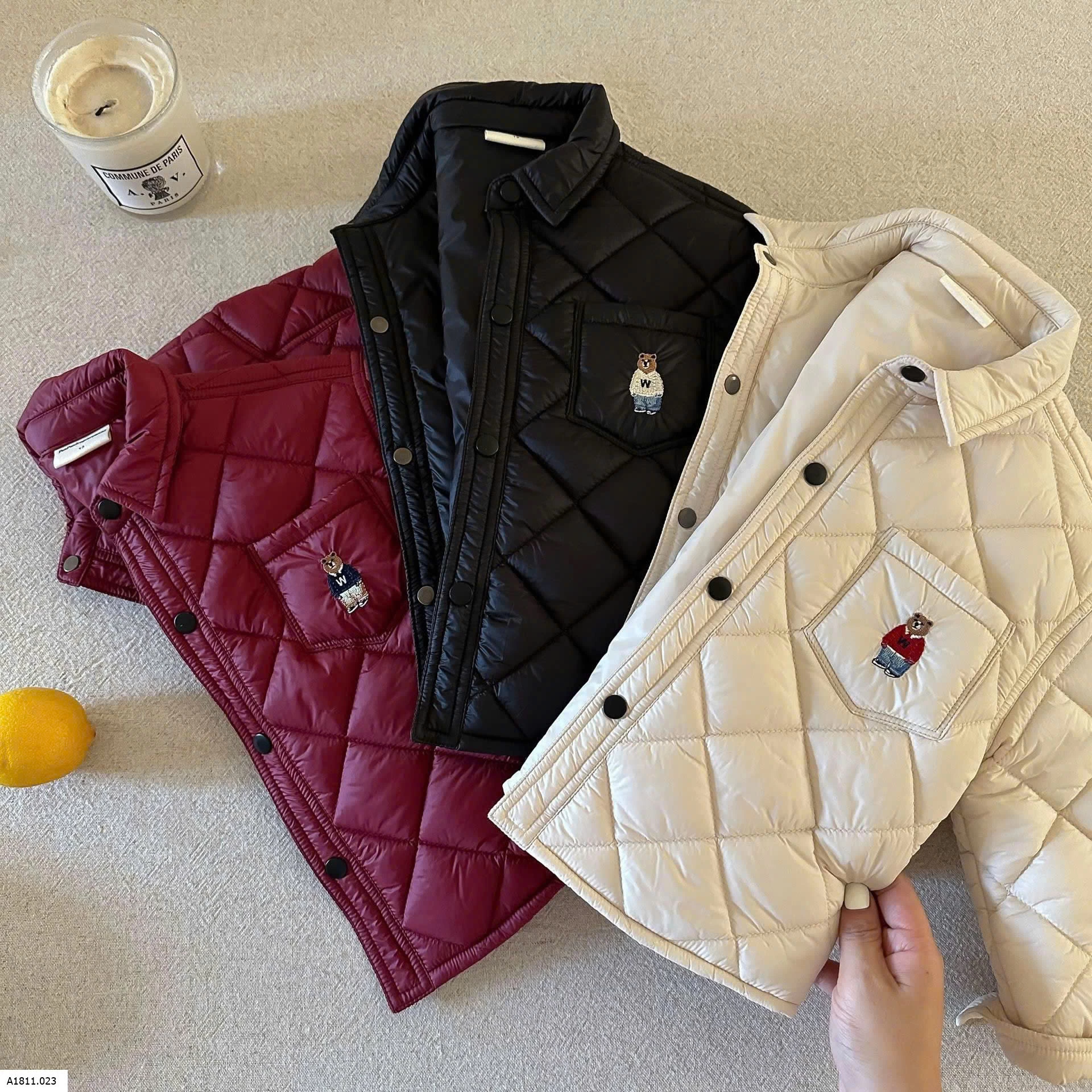 ÁO PHAO TRẦN TRÁM THÊU GẤU FUNFUN  Giá sỉ 225k