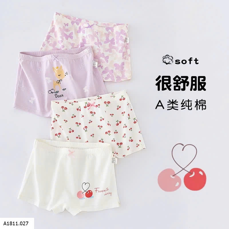 SET 4 QUẦN CHÍP ĐÙI CO BÉ GÁI   Giá sỉ 90k