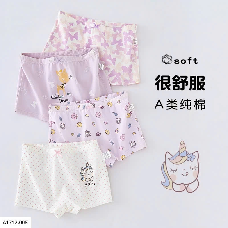 SET 4 QUẦN CHÍP ĐÙI CO BÉ GÁI Giá sỉ 90ka