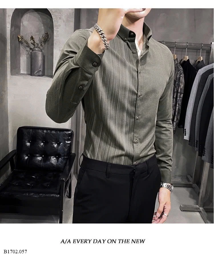 ÁO SƠ MI DÀI TAY PHỐI SỌC CAO CÂP CHO NAM Sỉ 265k 