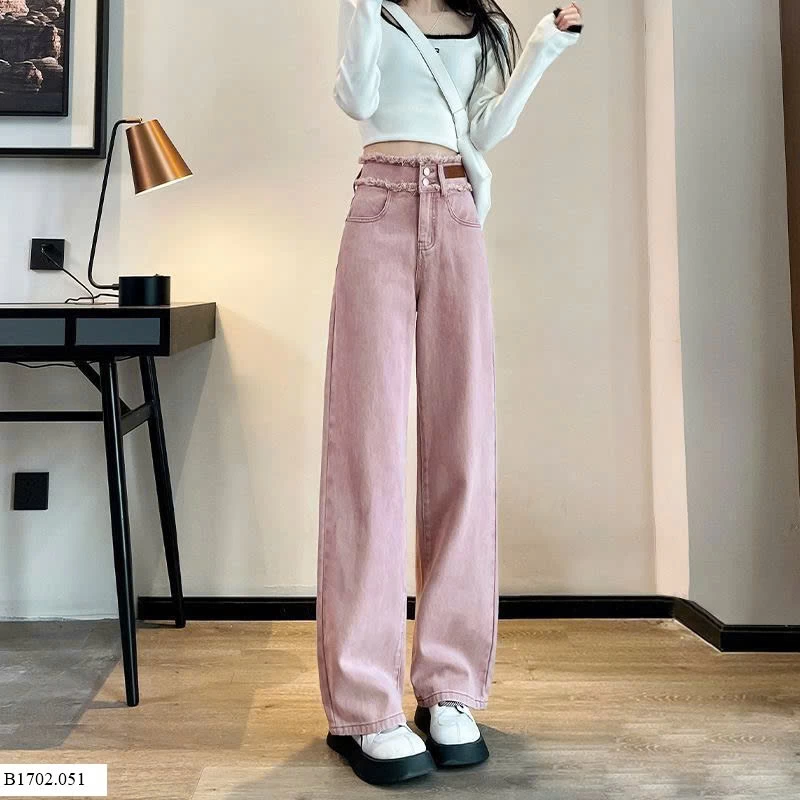 QUẦN JEAN ỐNG RỘNG NỮ MÀU HỒNG  Sỉ 132k