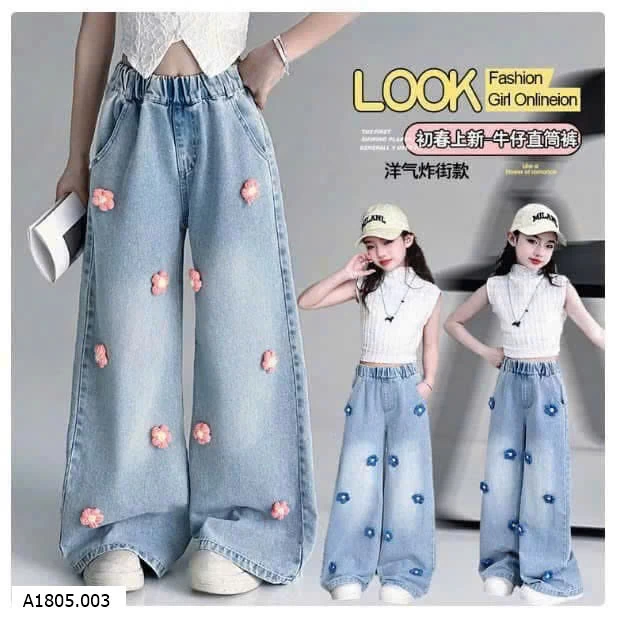 QUẦN JEAN HOA BÉ GÁI  Sỉ 150k