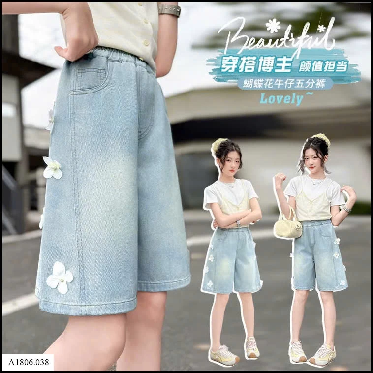 QUẦN SHORT JEAN ĐÍNH HOA Sỉ  giá 139k