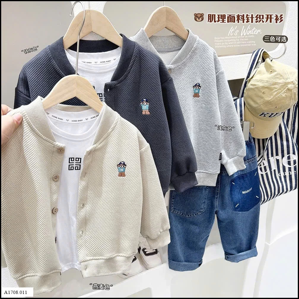 ÁO CARDIGAN GẤU CHO BÉ TRAI HÃNG KACADY Giá sỉ 143K