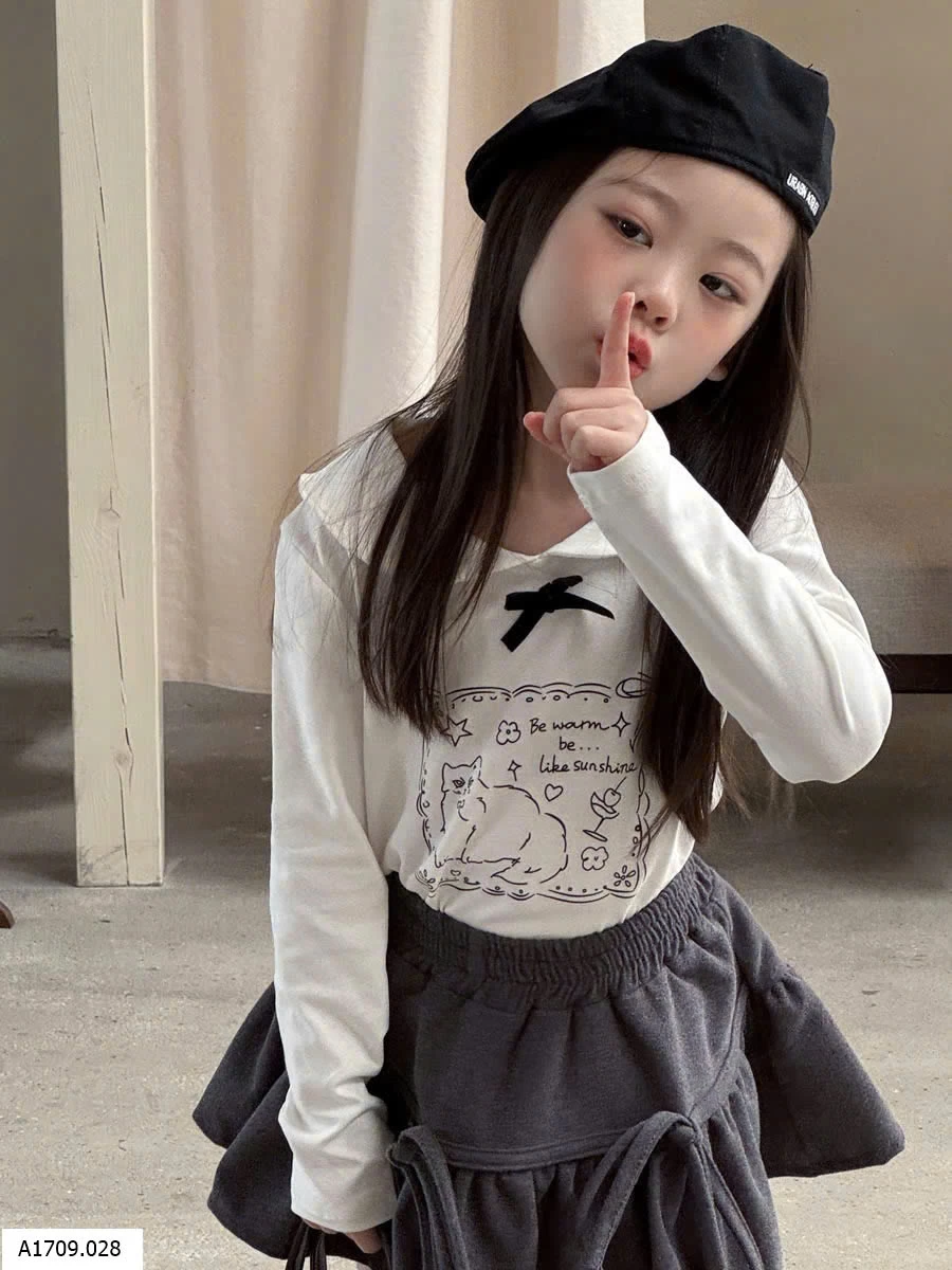 ÁO NỈ CỔ SEN NƠ   Giá sỉ 123k