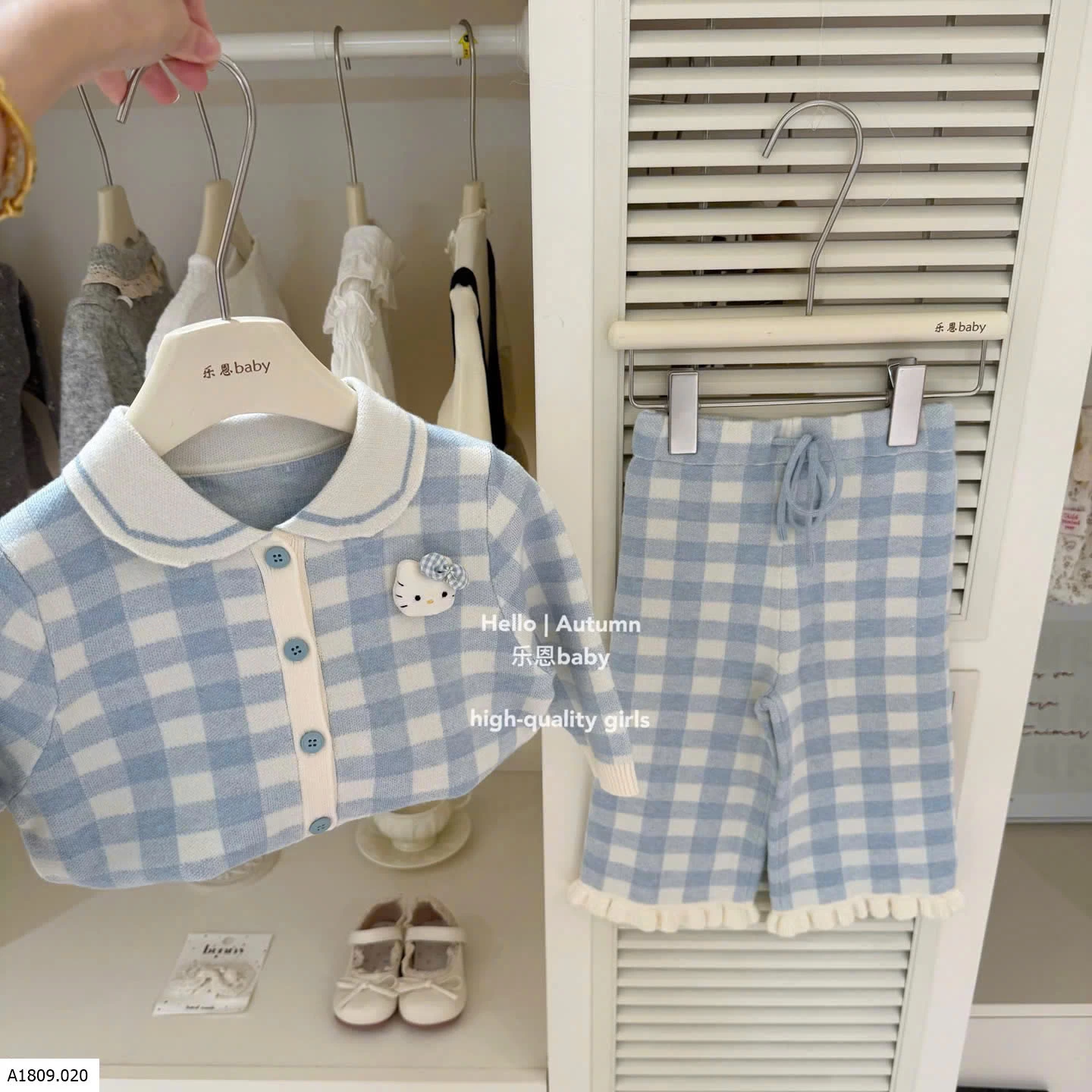 SET LEN KẺ CARO KITTY   Giá sỉ 266k