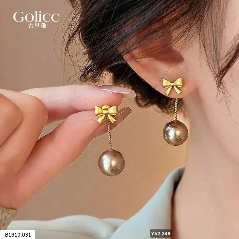 Hoa tai ngọc trai Champagne hãng Golicc   Giá sỉ 110k