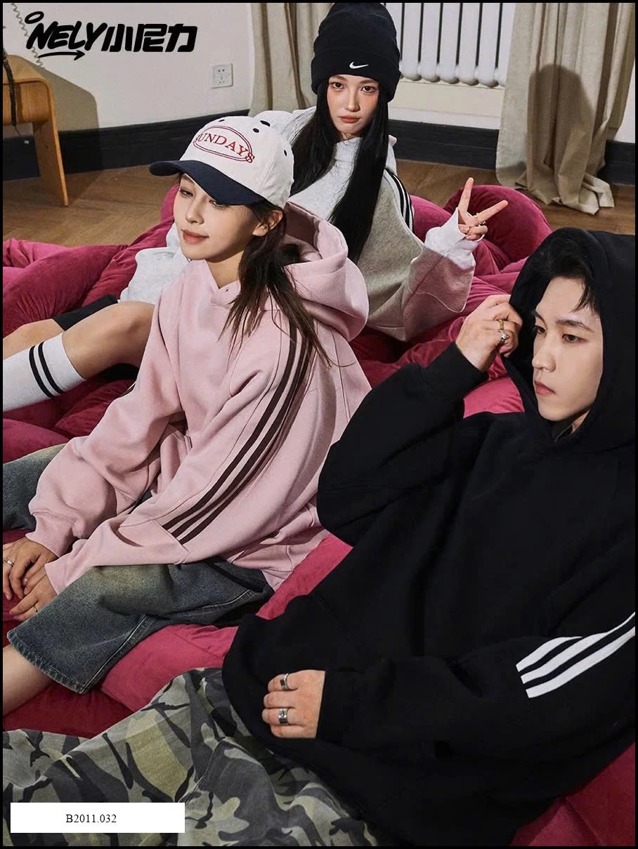  ÁO NỈ HOODIE KẺ SỌC NELLY  Giá sỉ 270k