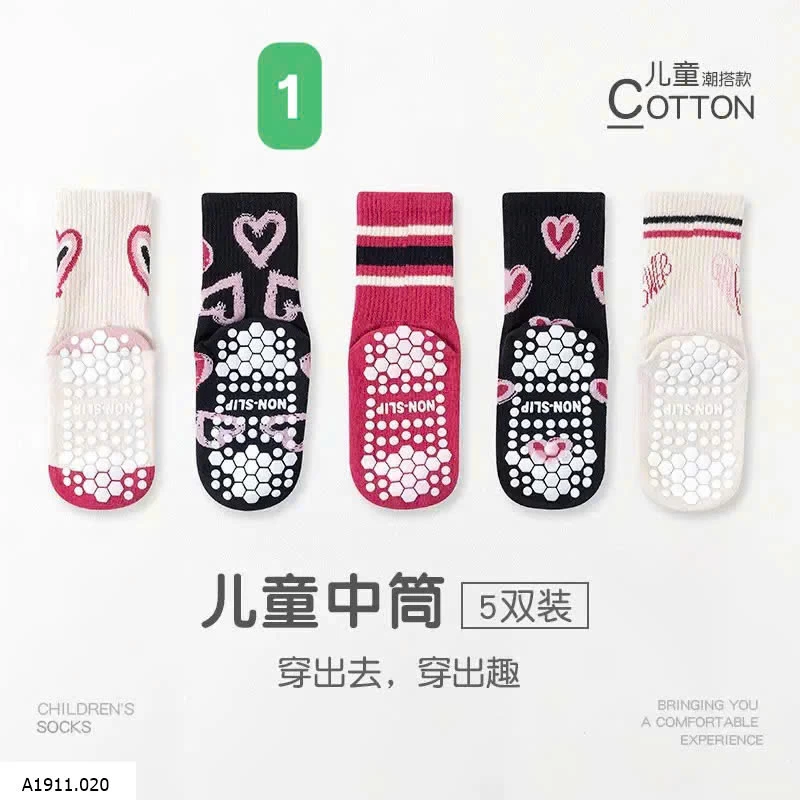 SET 5 ĐÔI TẤT CHỐNG TRƯỢT CHO BÉ  Giá sỉ 79k