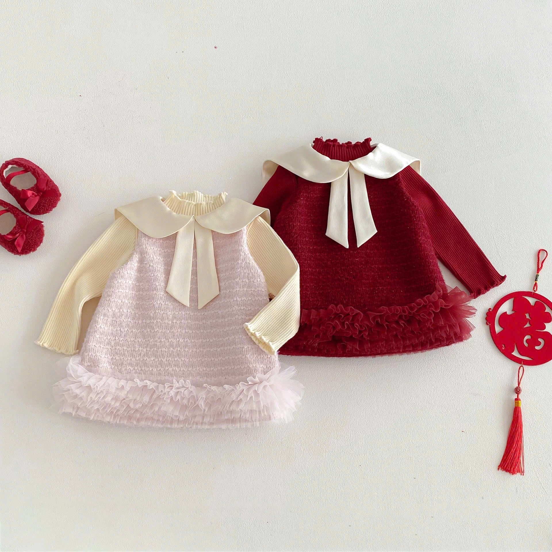 SET ÁO LEN MIX VÁY CỔ BÈO BG   Giá sỉ váy: 207k  set: 314k 