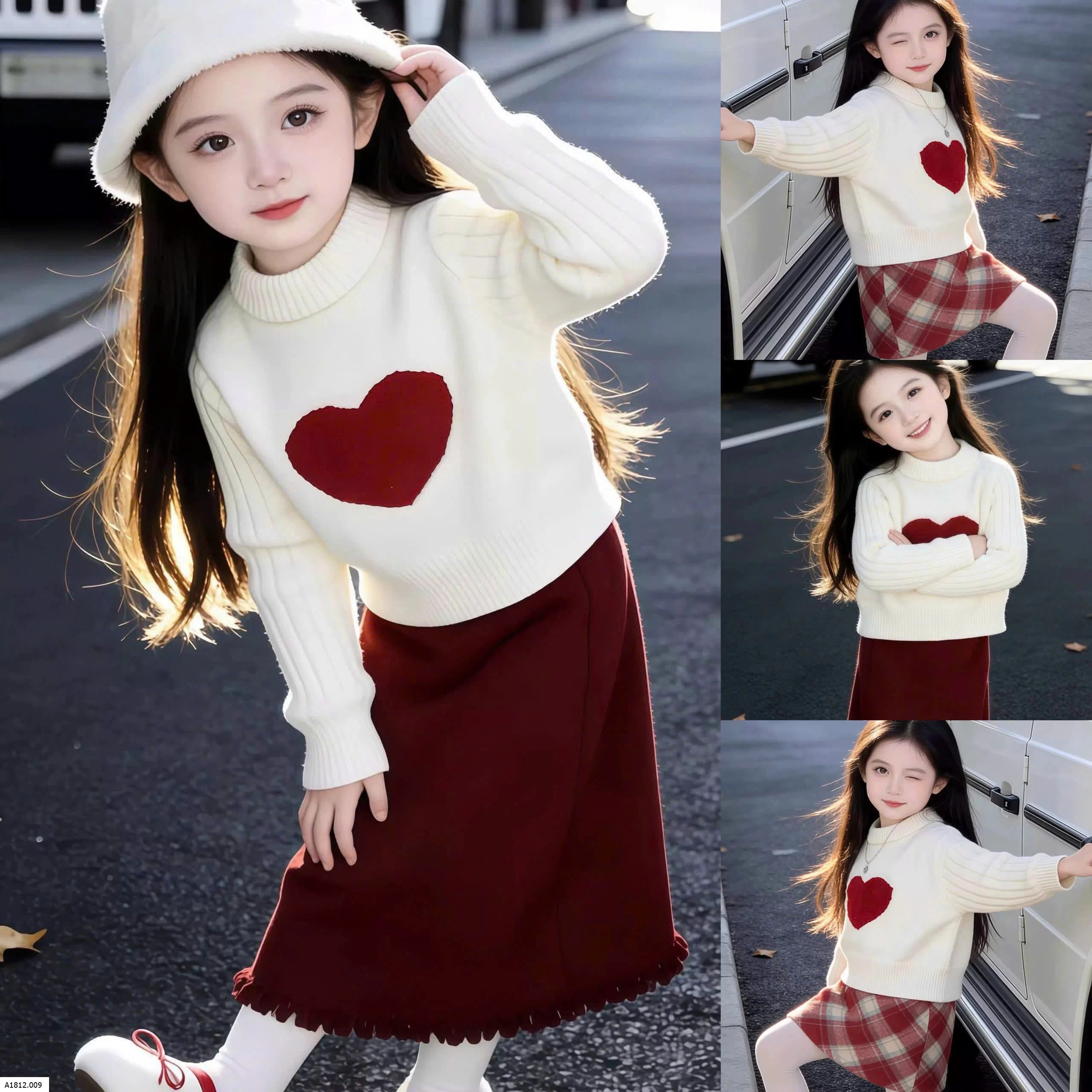 SET ÁO LEN TIN MIX VÁY ĐỎ Giá sỉ áo 183 váy dài 142k váy kẻ ngắn 142k