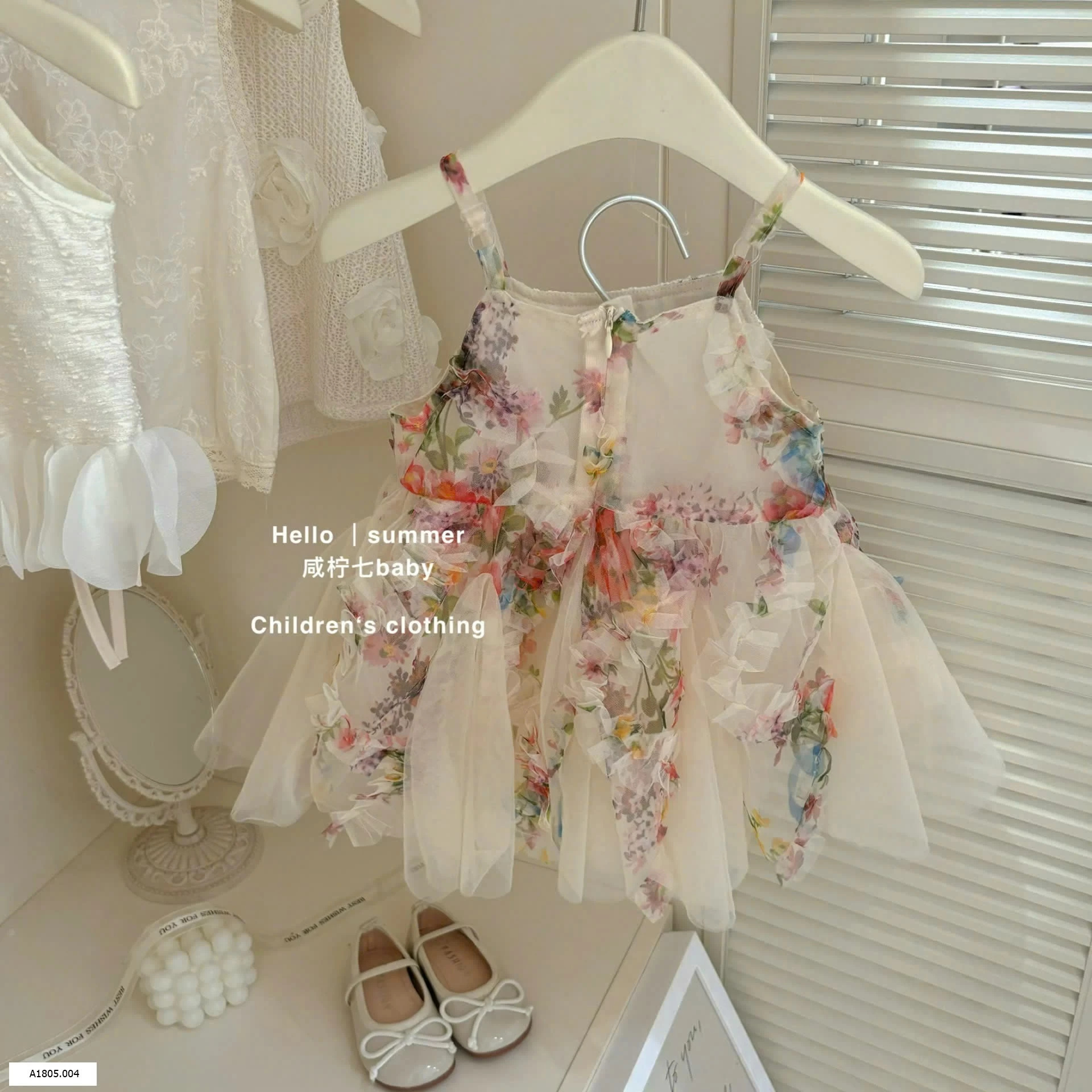 VÁY 2 DÂY HOA BG KÈM MŨ Sỉ 186k