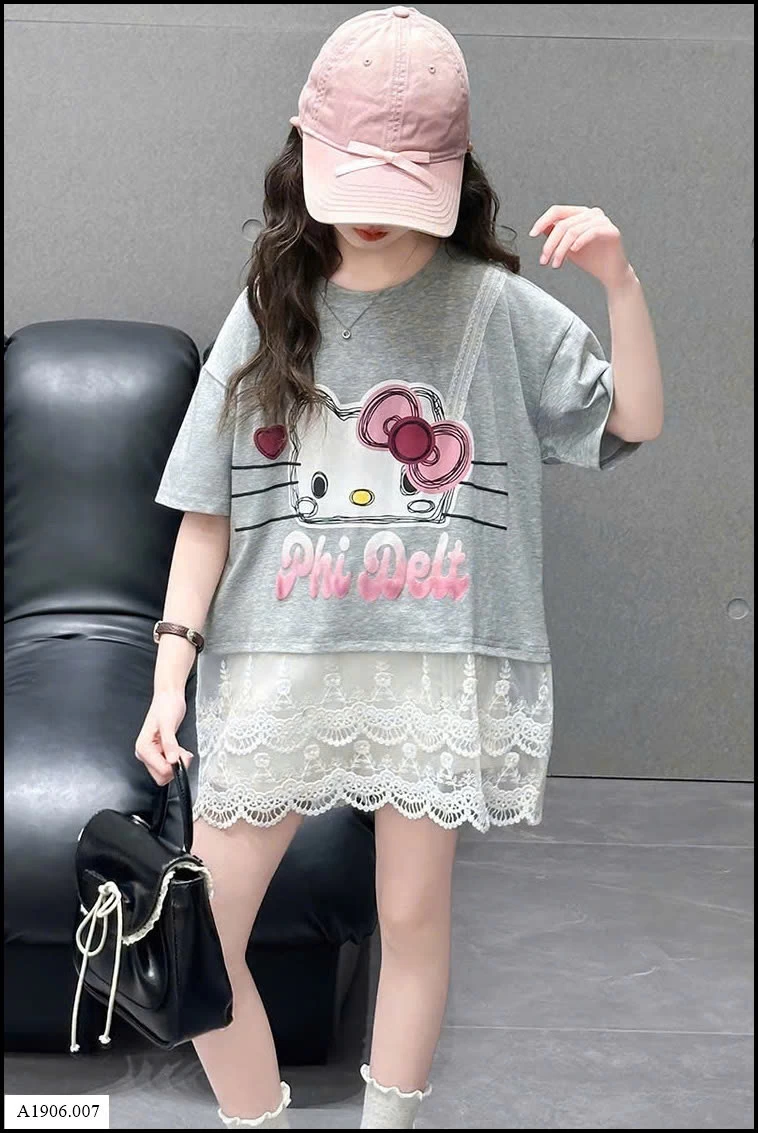 ÁO HELLO KITTY PHỐI REN   Sỉ giá 165K