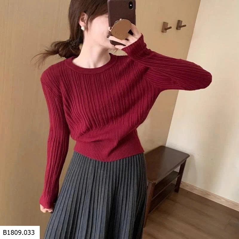 ÁO LEN DỆT KIM CỔ TRÒN ÔM EO   Giá sỉ 129k