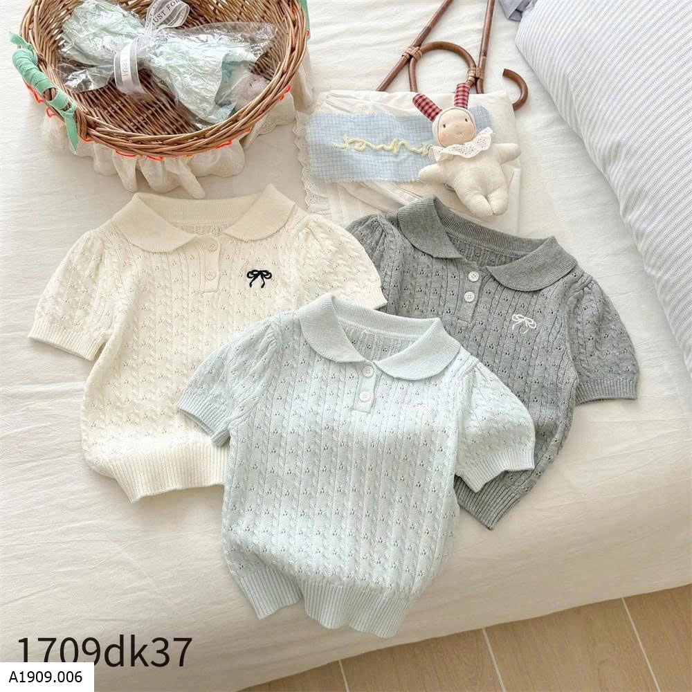 ÁO DỆT KIM CỔ SEN BÉ GÁI   Giá sỉ 130k