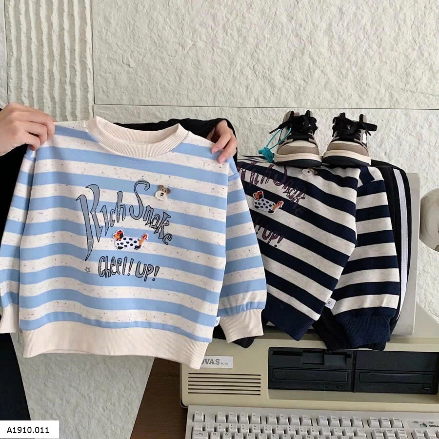 ÁO NỈ KẺ SỌC BÉ TRAI  Giá sỉ 133k