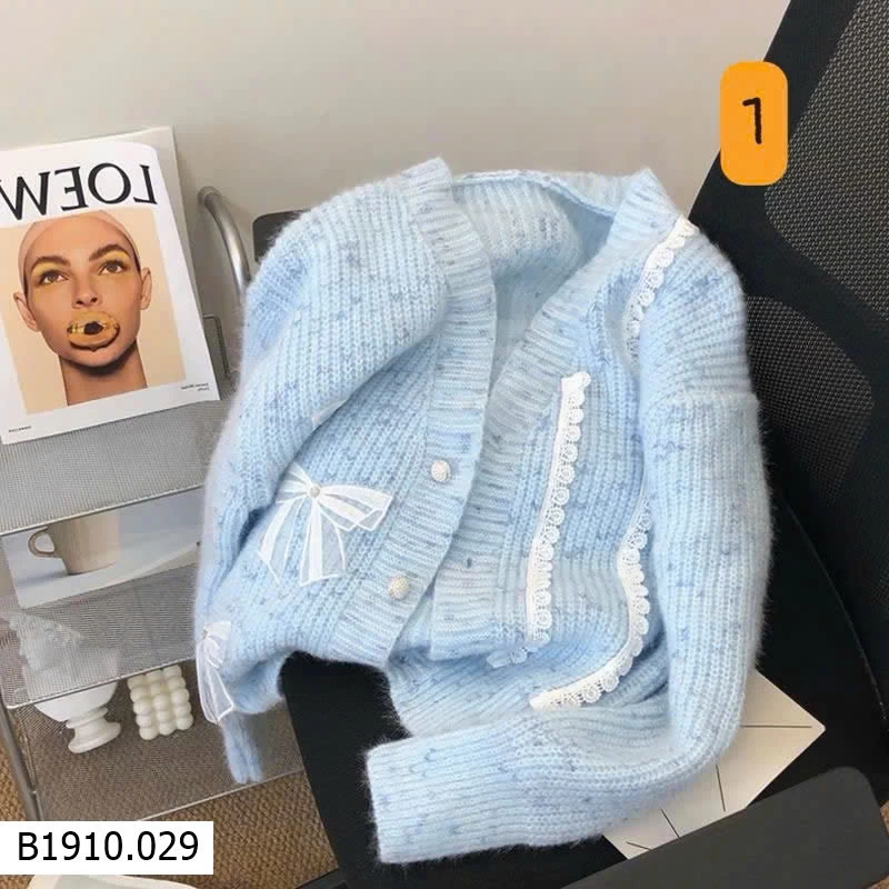 ÁO KHOÁC LEN NƠ PHỐI REN NỮ Giá sỉ 175k