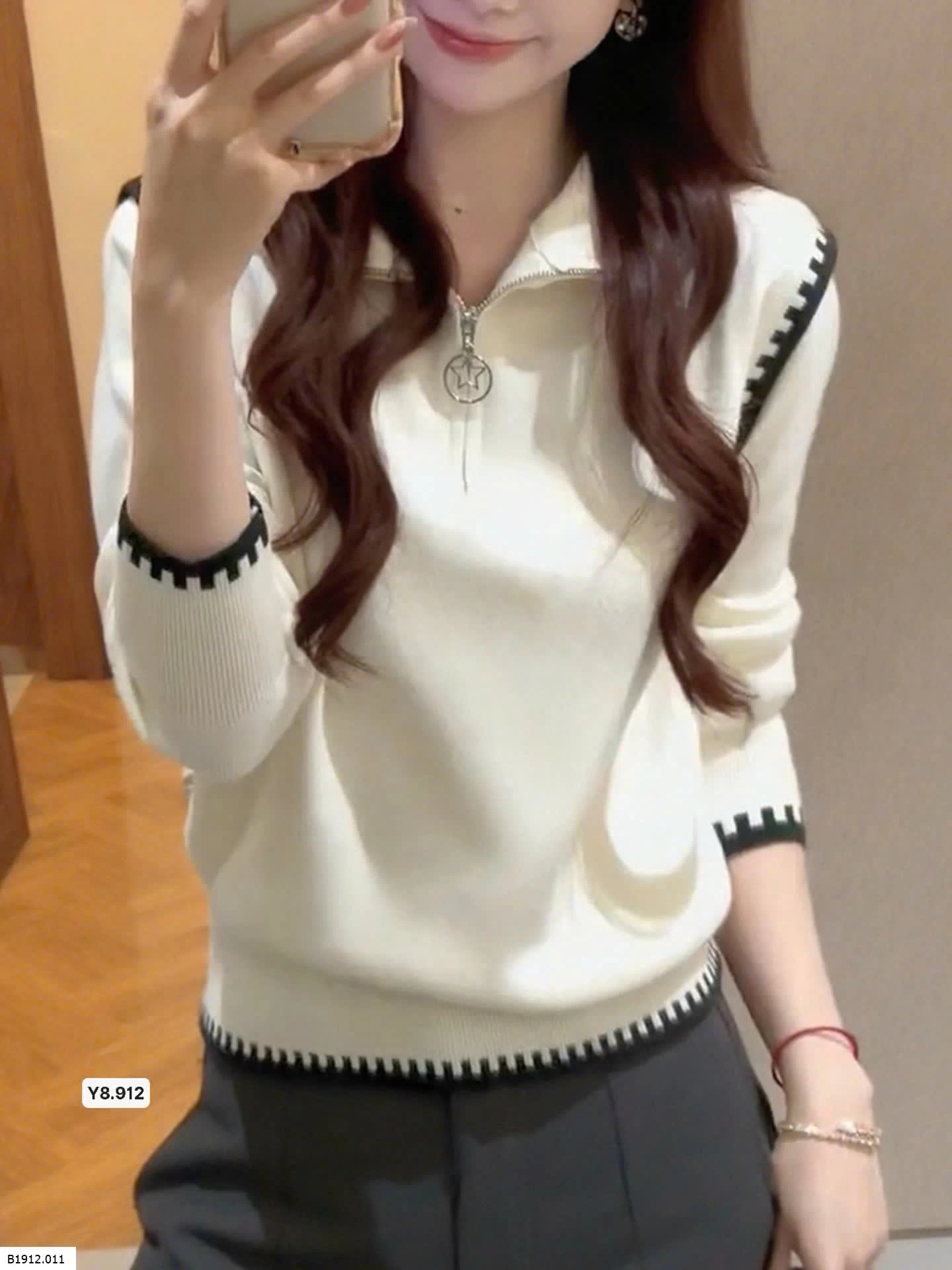 ÁO LEN NỮ CỔ KÉO KHOÁ ANNA Giá sỉ 220k