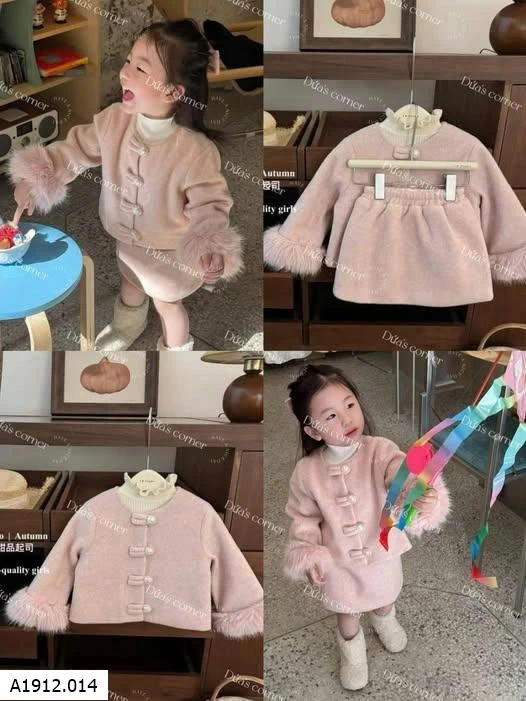 SET DẠ CHO BÉ TAY LÔNG Giá sỉ set hồng 255k , áo len 106k