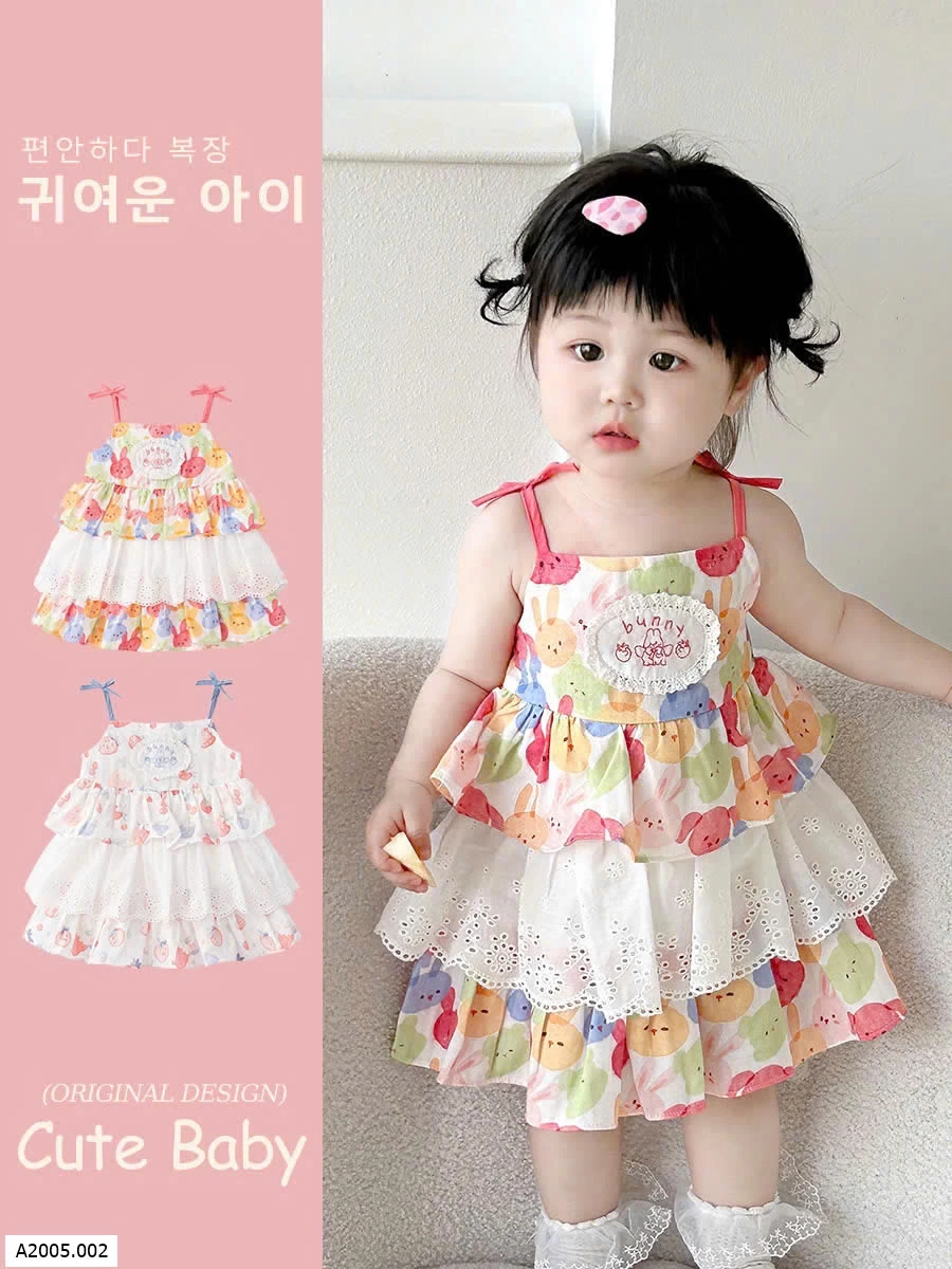 VÁY 2 DÂY CHO BÉ GÁI  Sỉ giá  1, 2 ( váy ): 172k  3, 4 ( kèm mũ ): 252k 