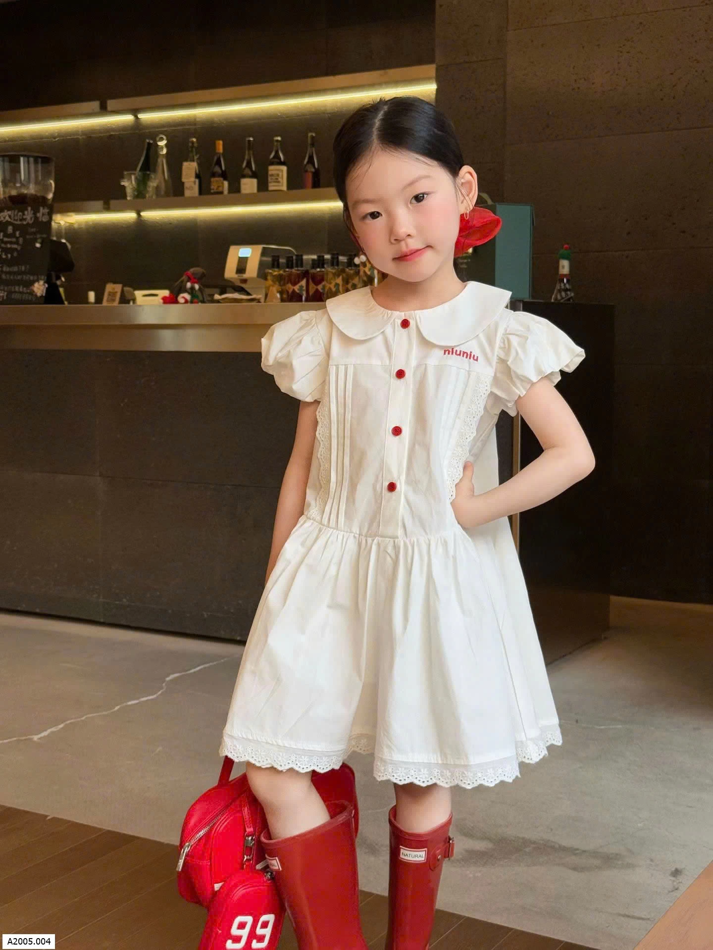 VÁY CỔ SEN KHUY + CHỮ ĐỎ BG  Sỉ 177k