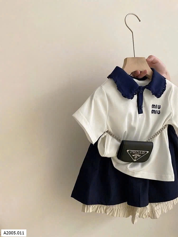 SET ÁO THUN MIUMIU MIX CHÂN VÁY CHO BÉ GÁI  Sỉ  áo=cv: 139k