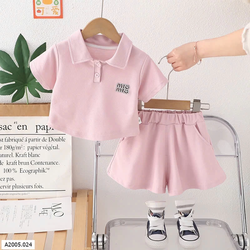 SET BỘ POLO CỘC TAY MIUMIU CHO BÉ GÁI Sỉ 117k