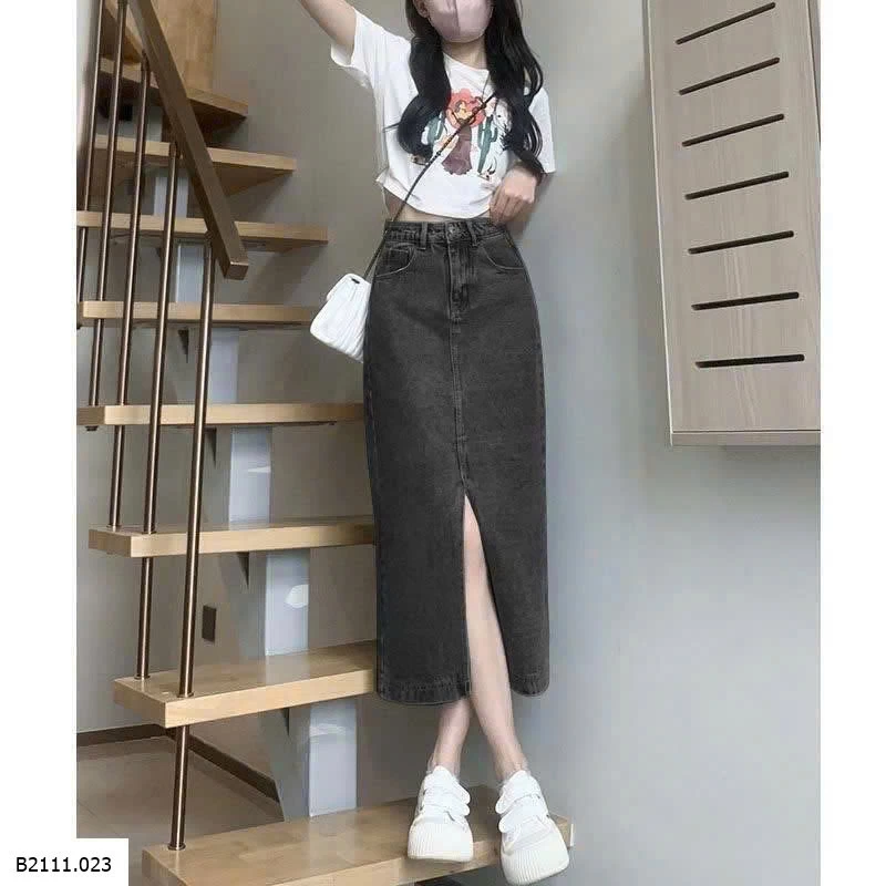 CHÂN VÁY JEAN CHỮ A DÁNG DÀI XẺ TRƯỚC   Giá sỉ 140k