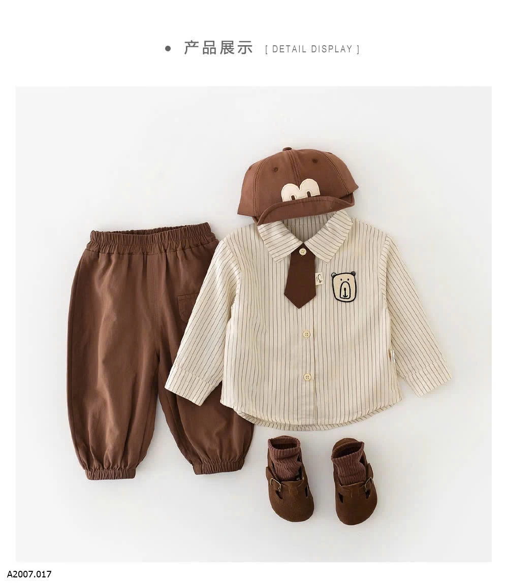 SET ÁO SƠ MI KẺ MIX QUẦN BO GẤU BT     Sỉ giá  áo: 151k  quần: 109k 