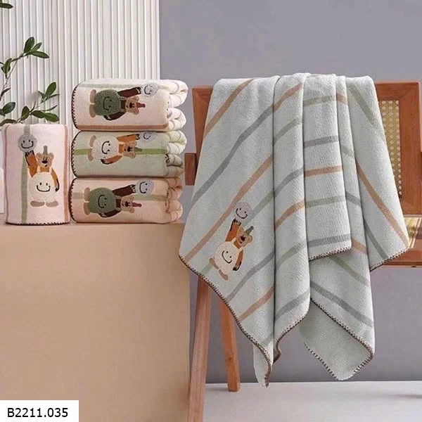 COMBO 2C KHĂN TẮM THÊU GẤU SZ ĐẠI   Giá sỉ 124k/ combo 2c mix màu