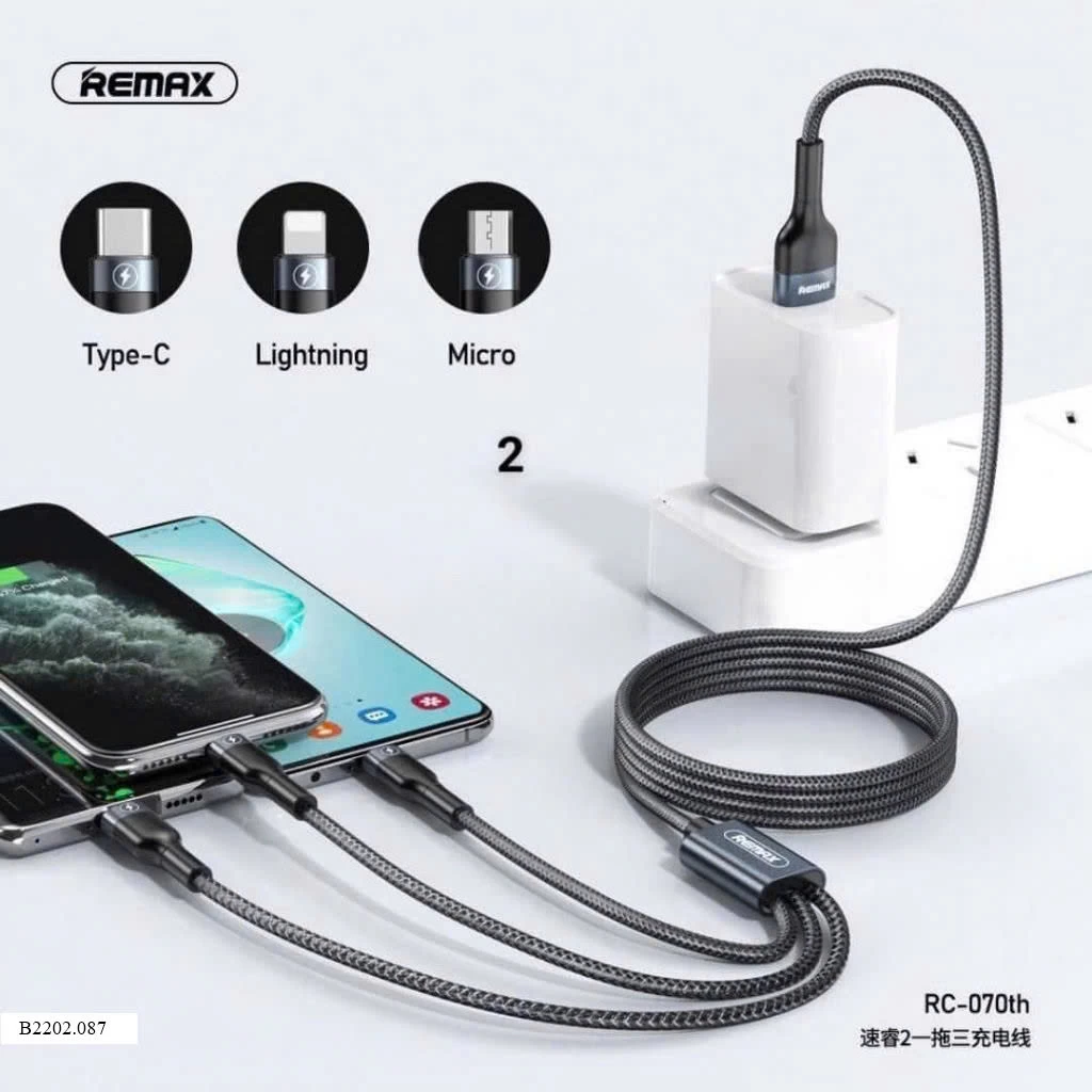 Dây sạc REMAX 3in1  Sỉ 60k/ 1 dây