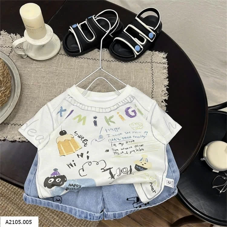 SET ÁO THUN HỌA TIẾT MIX SHORT JEAN Sỉ giá áo: 90k quần: 121k