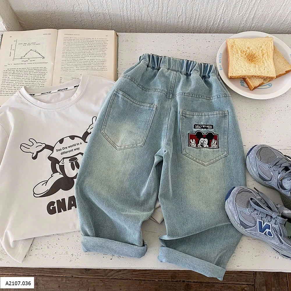 QUẦN JEAN CẠP CHUN TÚI MICKEY BT Sỉ 140k