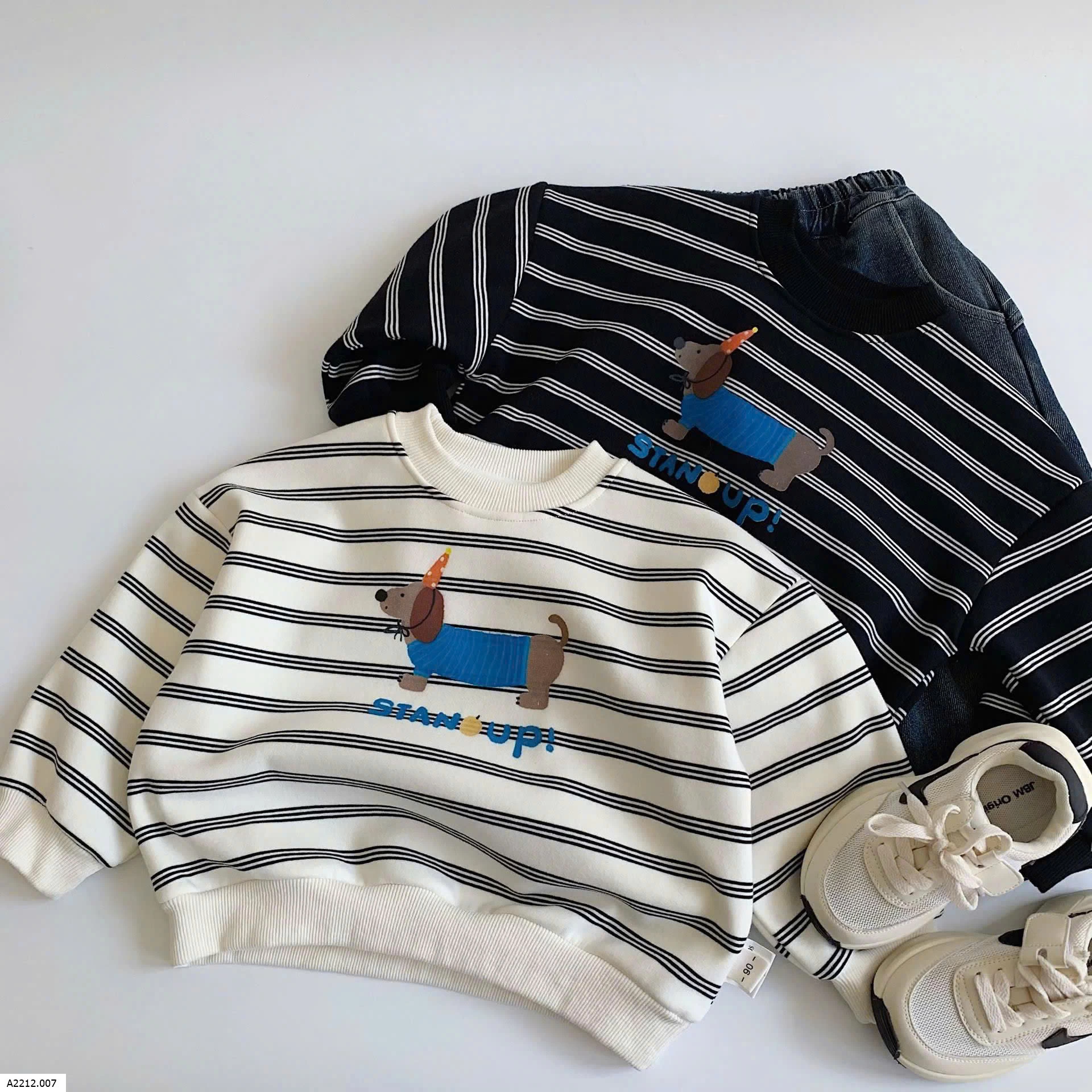 ÁO NỈ KẺ HÌNH CÚN MAIBAO Giá sỉ 163k