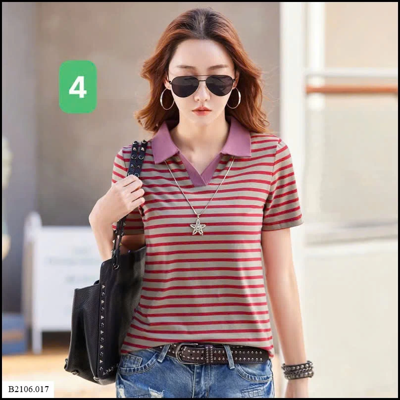 ÁO POLO KẺ CHO NỮ  Sỉ giá 120K