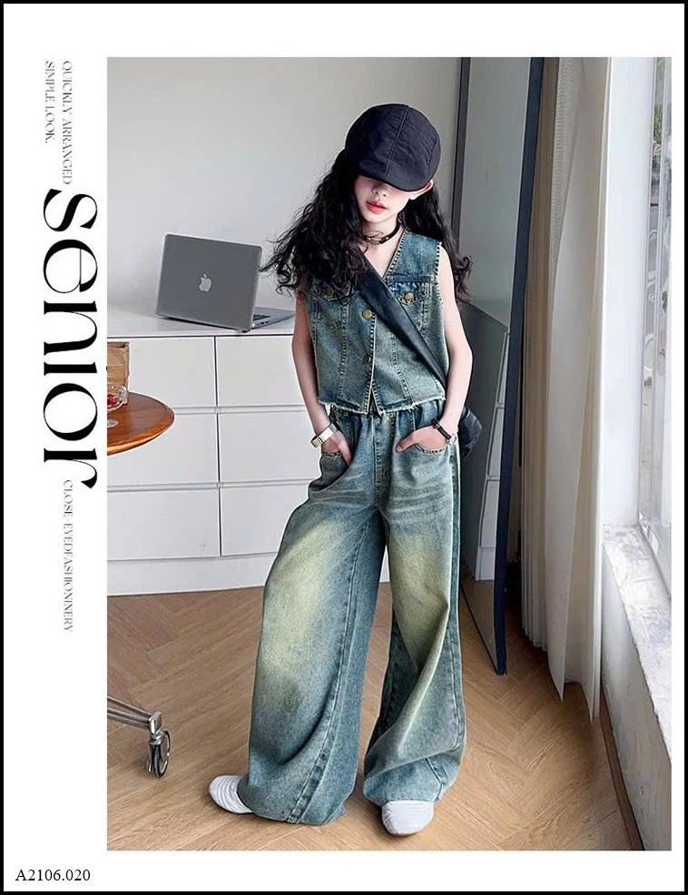 SET ÁO GHILE JEAN PHỐI QUẦN SUÔNG RỘNG Sỉ giá 268K
