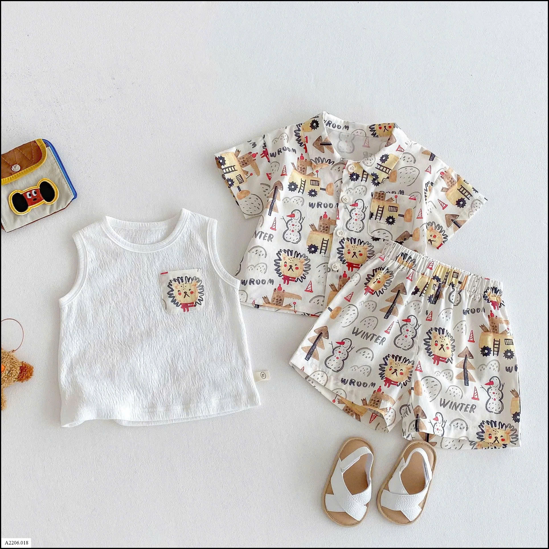 BỘ SƠ MI HOẠ TIẾT CHO BÉ TRAI Sỉ giá set sơ mi: 122k  áo trắng: 73k 